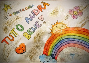 Disegno con arcobaleno simbolo dell'iniziativa